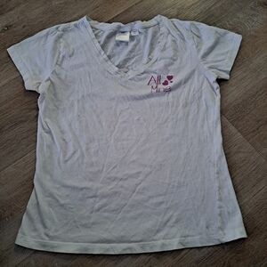 Women's White V-Neck 'All Mine' Short-sleeve T-Shirt Size Small